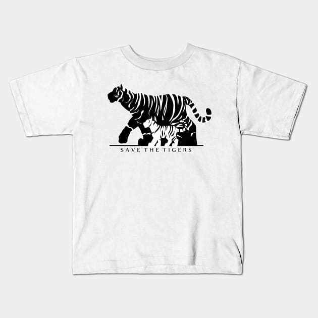 Save the Tigers Kids T-Shirt by SakuraDragon